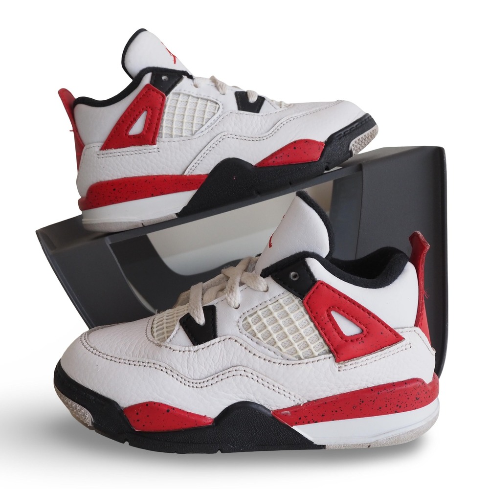 Jordan 4 Retro TD Red Cement Toddler Basketball Shoes 10C BQ7670-161